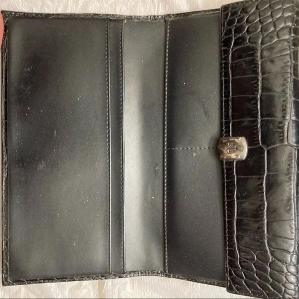Lauren Ralph Lauren black embossed leather vintage wallet